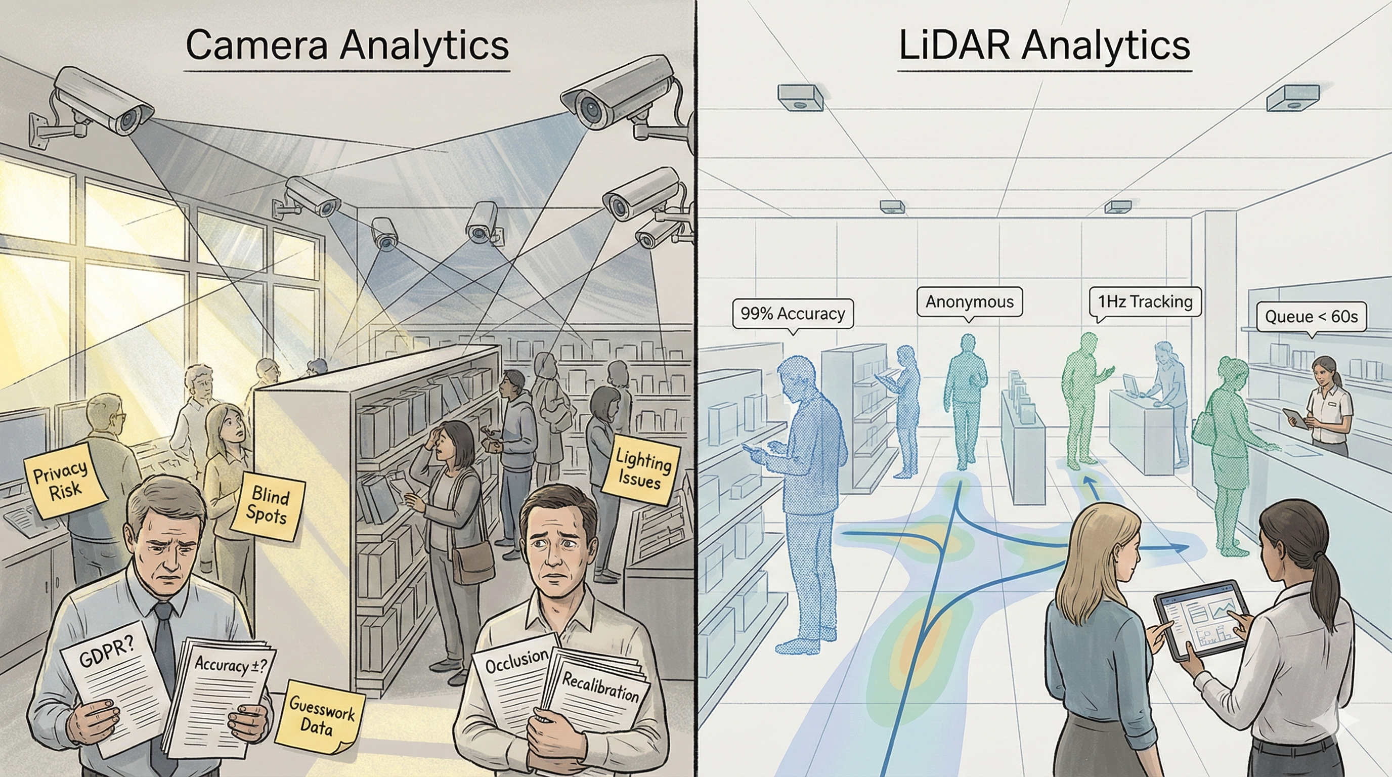 LiDAR vs. Cameras for In-Store Analytics: A Complete Comparison